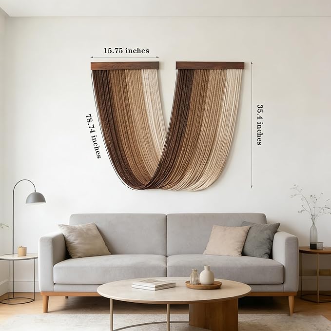 LISRRZHEN Large Macrame Wall Hanging - Boho Nordic Geometric Woven Tapestry, Handcrafted Cotton Wall Decor for Living Room Bedroom Entryway Apartment