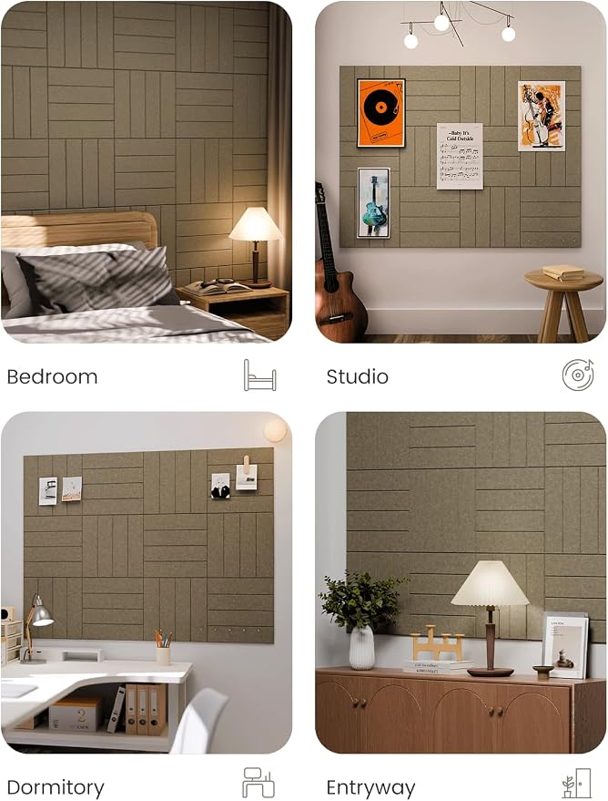 Fluxynara Large Felt Bulletin Board 48" x 36" Cork Board Alternative-12 Pack with 64 Safe Removable Adhesive Tabs, Cork Boards for Walls for Home Office Classroom Pin Board-Earth Brown