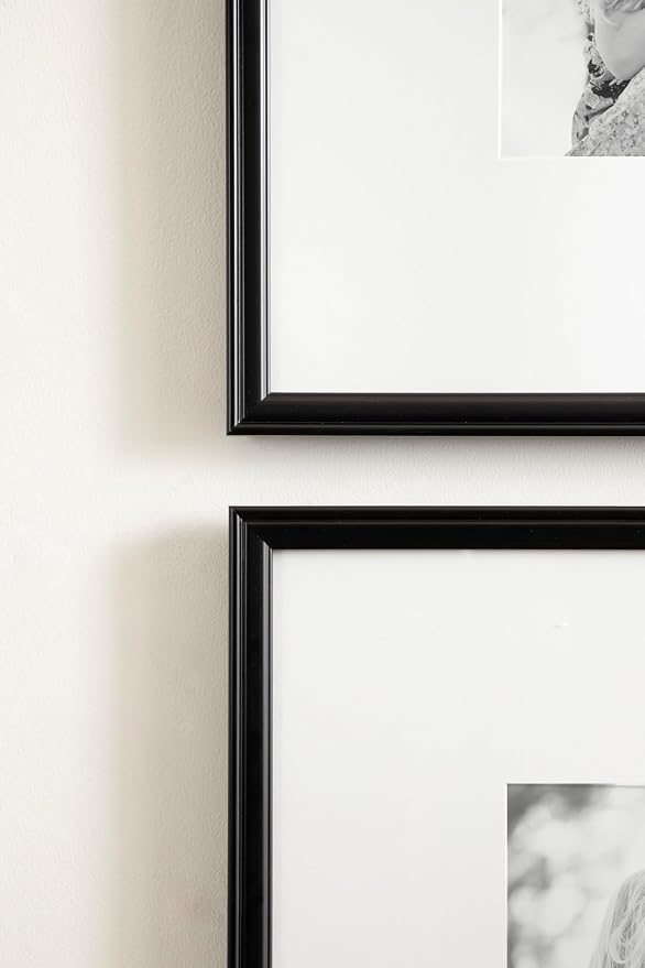 Kate and Laurel Adlynn Square Picture Frame Set of 3; 16 x 16 matted to 8 x 8; Black; Modern Three-Piece Frame Set for Gallery Wall Frame Set in Living Room Wall Decor