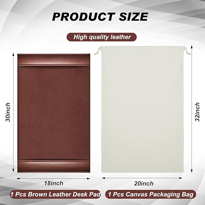 30 x 18 Inch Leather Desk Pad Protector with Side Rails, Executive Office Desk Mat for Home Workspace, Writing Surface, Mouse & Keyboard Pad, Elegant Gift for Men Dad Husband (Brown)