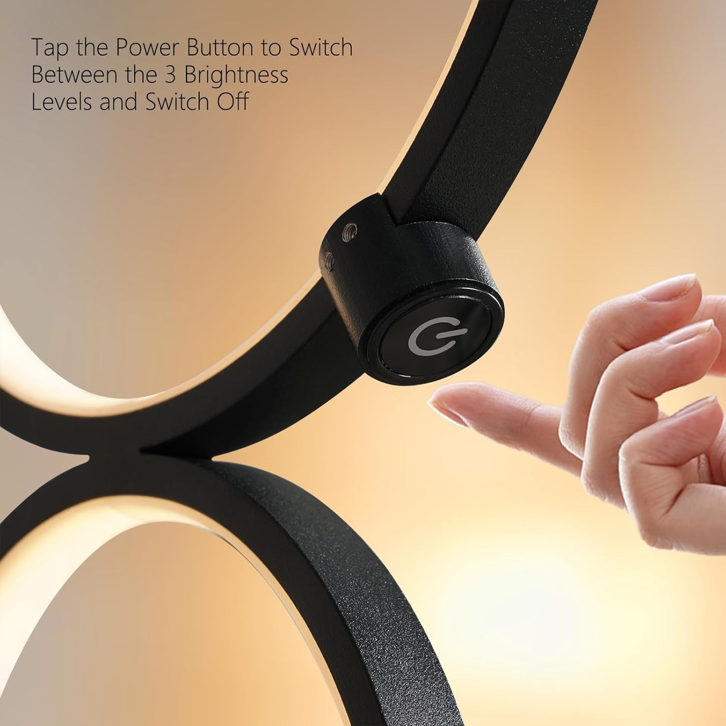 NUÜR 43.3" Modern Floor Lamp, LED Floor Lamp for Living Room, Dimmable, Circle Standing Lamp, Energy-Saving, Unique Lamp for Bedroom, Office, Home