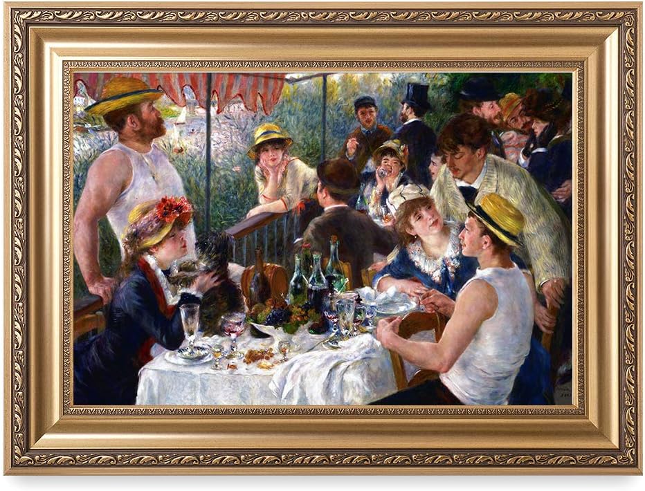 DECORARTS - Luncheon of the Boating Party by Pierre-Auguste Renoir, Giclee Print on Canvas. Ready to Hang Framed Wall Art for Home and Office Decor. Total Size w/Frame: 30x22