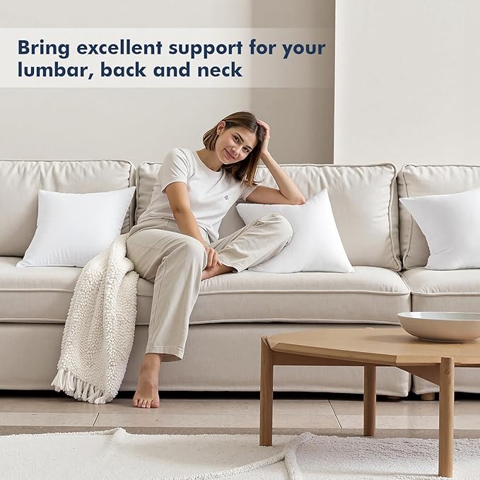 MIULEE Throw Pillows Inserts, Pack of 2 16x16 Inch 100% Virgin Fiber Filling Bed Couch Pillows