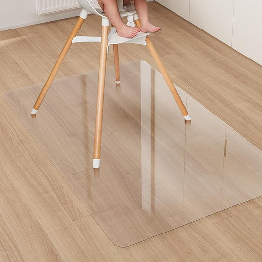 Area Floor Mat for Home, 3'×5' Transparent No Slip Waterproof Vinyl Area Rug, Spill Resistant Hard Floor Protector Cover for Kitchen, Easy Clean Splat Mat for Under High Chair