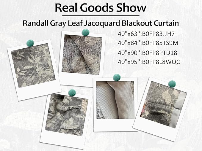 Randall 90% Blackout Faux Linen Curtain Farmhouse Gray Floral Print Pattern 90 Inch Long Thermal Insulated Back Tab Drape for Living Room Bedroom Country Vintage 2 Panels Set Rod Pocket Gray on Beige