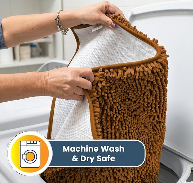Muddy Mat® | Super Water Absorbent Door Mat Indoor, Microfiber Quick Dry Chenille Entryway Rug, Slip Resistant Front Door Mat, Indoor Mats for Entryway, Machine Washable Pet Rug, Amber 3ft x 5ft