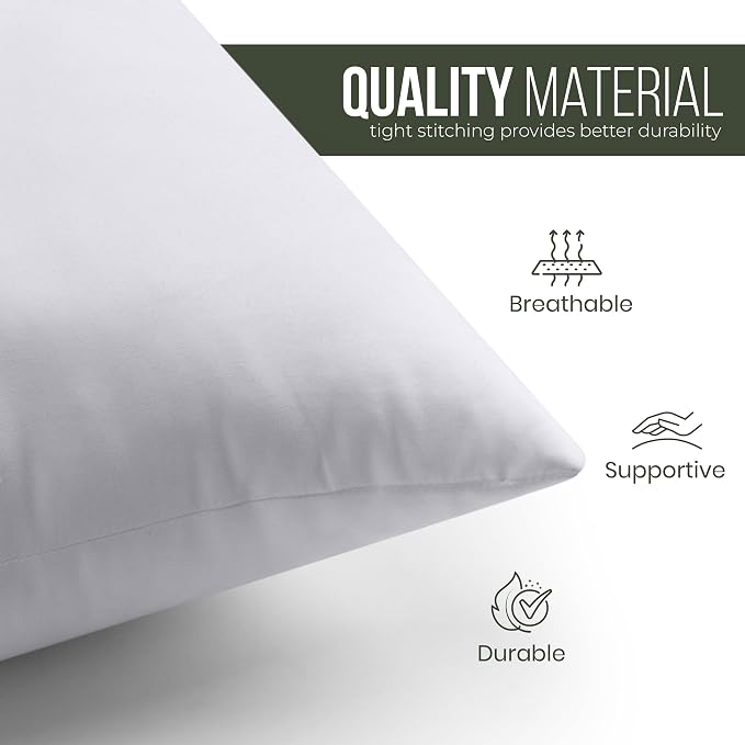 Utopia Bedding Throw Pillows (Set of 1, White) – 20 x 20 Inches Down Alternative Pillows for Bed, Sofa, and Couch - Fluffy Decorative Stuffer Pillow for Indoors & Outdoors
