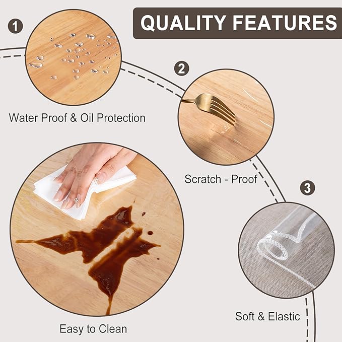 JIUZHEN 54" x 102" Heavy Duty Clear Vinyl Tablecloth – 100% Waterproof & Oil-Proof, Spill-Resistant – Easy Wipe-Clean Table Cover for Dining, Parties, Camping, Picnic, Holidays (Rectangle)