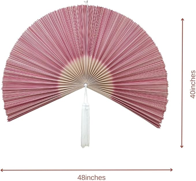 ChumDecor Fan Wall Decor,Japanese Wall Fan Decor,Large Bamboo Fan Wall Art For Boho Hanging Headboard,Decorative Folding Fan For Over Bed Decorations,Large Wall Dcor