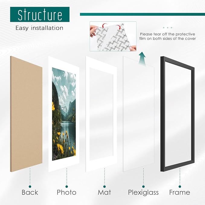 Picrit 14x17 Picture Frame 3 Pack, Black Poster Frame, Display Poster 10 x 14 with Mat or 14 x 17 without Mat for Horizontal or Vertical Wall Mounting