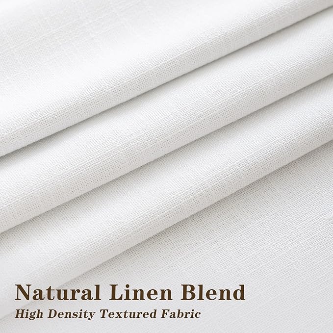 IVAPUPU Pinch Pleated Linen Blend Blackout Curtains for Bedroom - Ivory Full Black Out Curtains 84 Inch 2 Panels Set for Living Room Darkening Thermal Window Curtain Drapes with 16pc Hooks