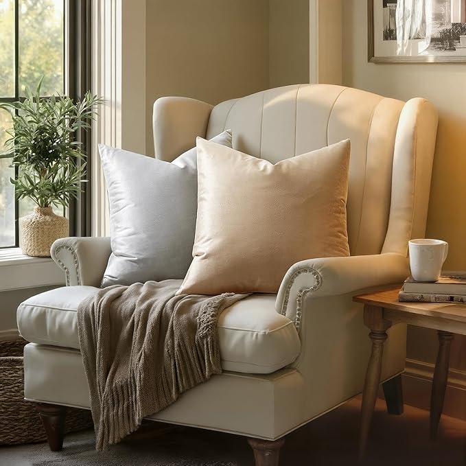 MIULEE Velvet Throw Pillow Covers 18x18 Inch, Pack of 2 - Sliver Gray, Super Soft Decorative Square Cushion Cases Modern Luxury Home Decor for Sofa, Couch, Bed, Chair with Invisible Zipper