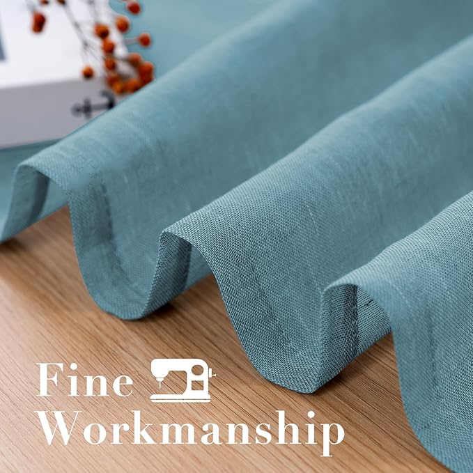H.VERSAILTEX Linen Curtains Nickel Grommet Natural Linen Semi-Sheer Curtains 2 Panels Privacy Added Premium Soft Rich Material Drapes for Bedroom/Living Room - 52x54 - Inch - Turquoise
