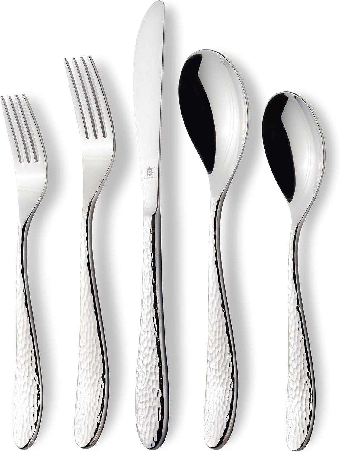 Hammered Silverware Set | Premium 18/10 Stainless Steel Flatware Service for 4 | Heavy-Duty & Dishwasher Safe | Built to Last (20-Piece, Marettimo Hammered)