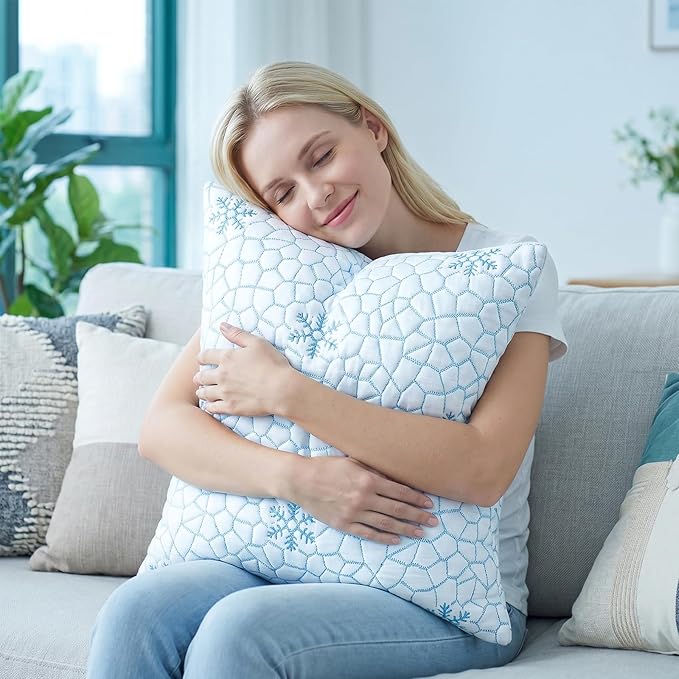 Artscope 12x20 Cooling Throw Pillow Inserts (Pack of 2) - Synthetic Down Alternative Pillow Forms, Ultra Soft Fluffy Cushion Inserts with Cooling Cover for Decorative Pillows on Couch Sofa & Bed