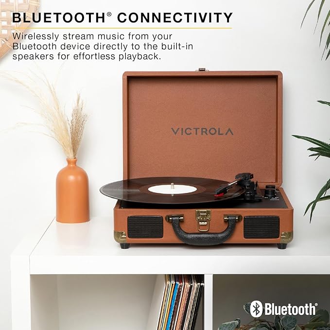 Victrola Journey II (2025 Model) – Bluetooth Suitcase Record Player – Built-in Stereo Speakers with Enhanced Bass, 3-Speed Turntable, Bluetooth Input and Output, RCA & Headphone Outputs (Green)