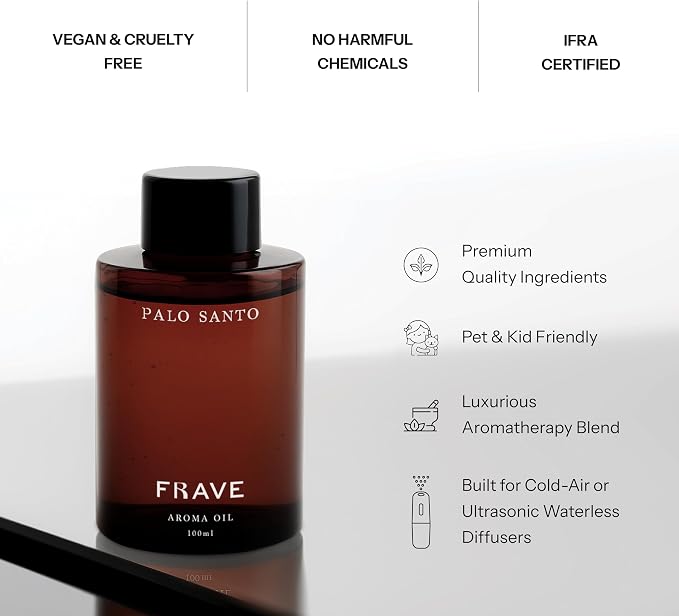 Palo Santo Hotel Diffuser Oil, 100ml, 3.38 oz Aroma Oil, Aromatherapy Refill Fragrance for Waterless Cold Air Diffusers, Home, Office, Hotel