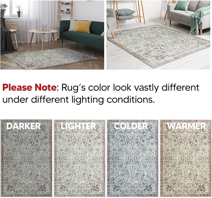 Keen Home Design 30"x120" Rug - Machine Washable Runner Rug with Non-Slip Backing, Ideal for Hallway, Entryway, Kitchen, Laundry Room - Vintage, Easy Clean, Durable, Low Pile - (2'6" x 10')