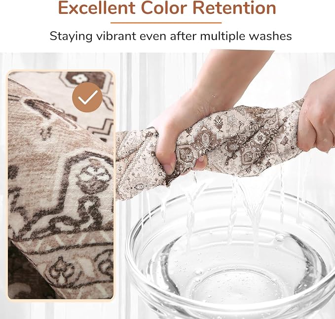 OPPODREAM Soft Round Rug 6ft, Play Room Rug, Washable Circle Rug 6ft with Non Slip Backing, Small Low-Pile Area Rugs 6 ft, Faux Cashmere Throw Carpet, Khaki