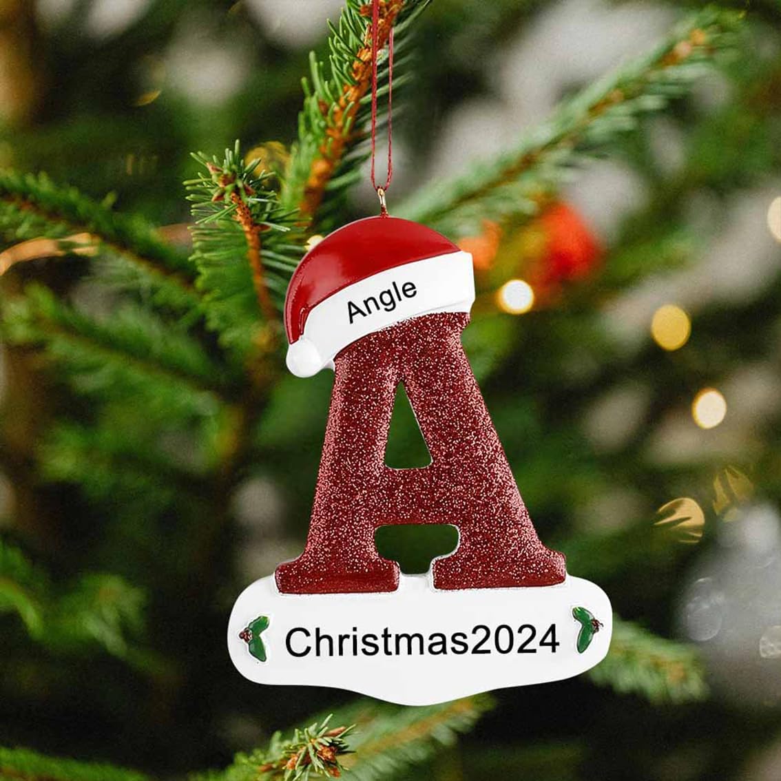 Personalized Christmas Ornaments - Custom Picture & Text Ornaments for Christmas 2024, Baby's 1st Christmas Ornament with Picture for Xmas Tree Custom Gifts for Family, Mom, Dad, Friend (A-Z)