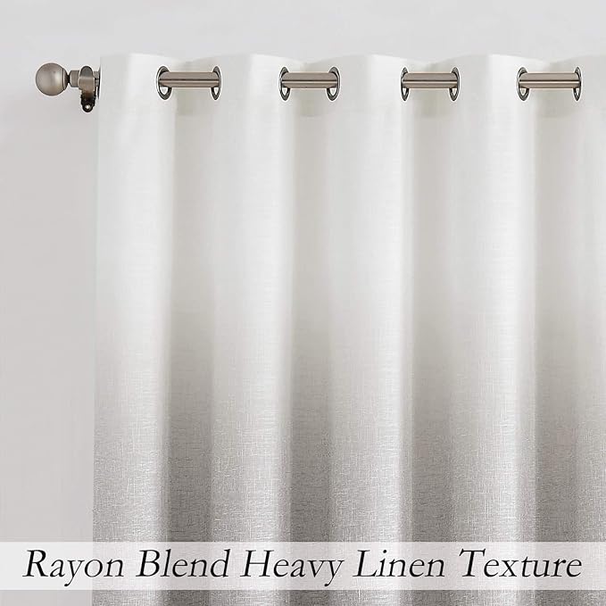 Ombre Light Filtering Door Curtain 100" Extra Wide Gradient Print on Rayon Blend Fabric Window Treatment for Sliding Patio Door with 14 Grommets, Cream White to Light Gray, 100" x 95", 1 Panel