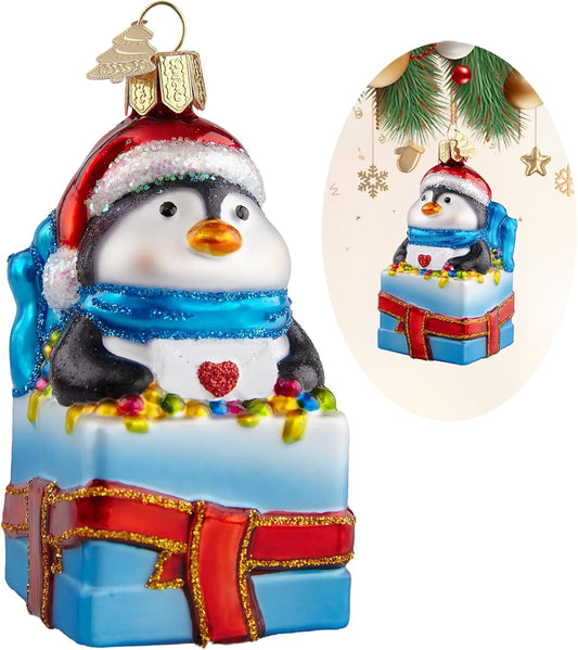 Penguin Christmas Tree Ornaments,Hand-Blown Glass Ornaments,Personalized Penguin Collection Hanging Ornaments,Christmas Decorations for Animal Lovers Holiday Birthday Party Home Gifts