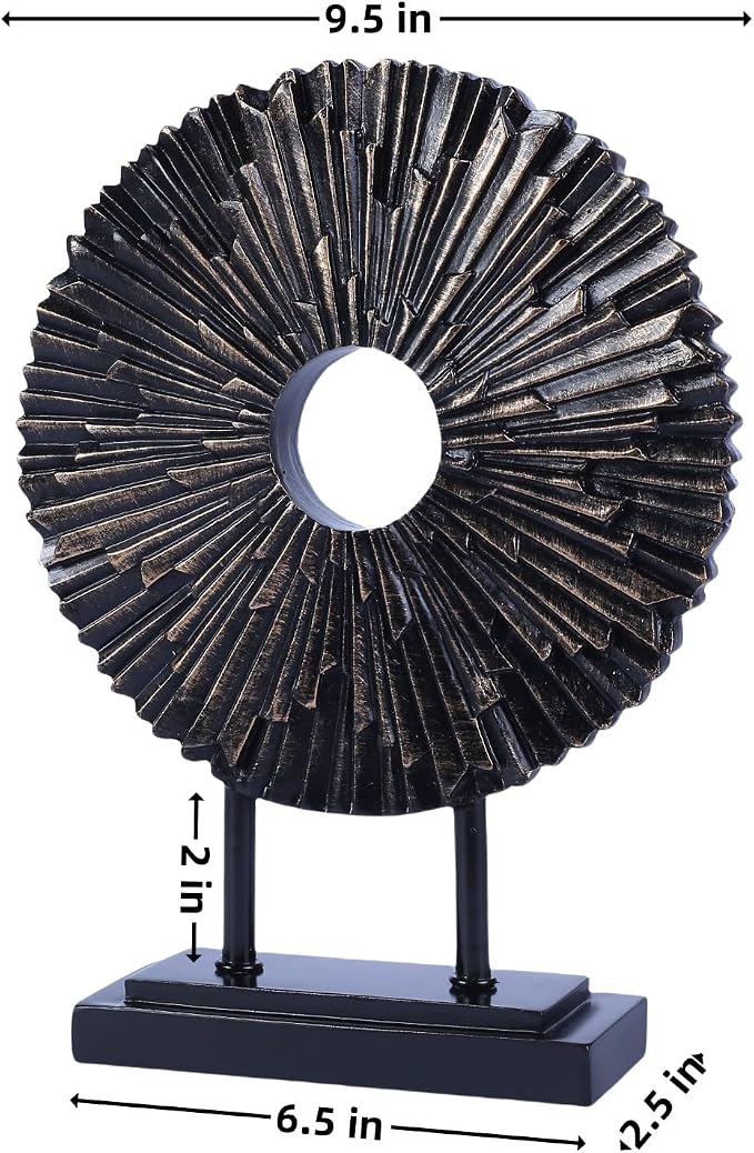 Minimalist Round Statue Above Cabinet Decor Kitchen, Modern Decorative Sculpture Home Decorations for Living Room Coffee Table, Office Decor Items, Center Pieces Decoration (Black)