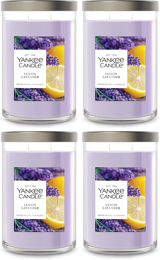 Yankee Candle, Lemon Lavender Scented Candle, 20oz Classic 2-Wick Tumbler with up to 80 Hour Burn Time (Pack of 4)