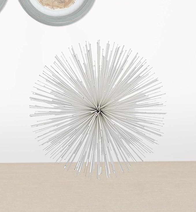 Modern Day Accents 5450 Erizo Spiked Large White Sphere, 10" D