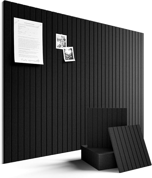 Fluxynara Large Felt Bulletin Board 48" X 36" Large Cork Board Alternative-12 Pack with 64 Safe Removable Adhesive Tabs, Cork Boards for Walls Cork Board for Home Office Classroom Pin Board -Black
