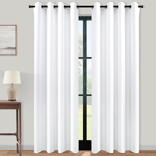 KOUFALL Closet Curtains for Bedroom Closet Door,95 Inch Long Open Grommet 60-70% Blackout Privacy Thermal Door Divider Curtain for Doorway Hallway,94 95 in Length,White