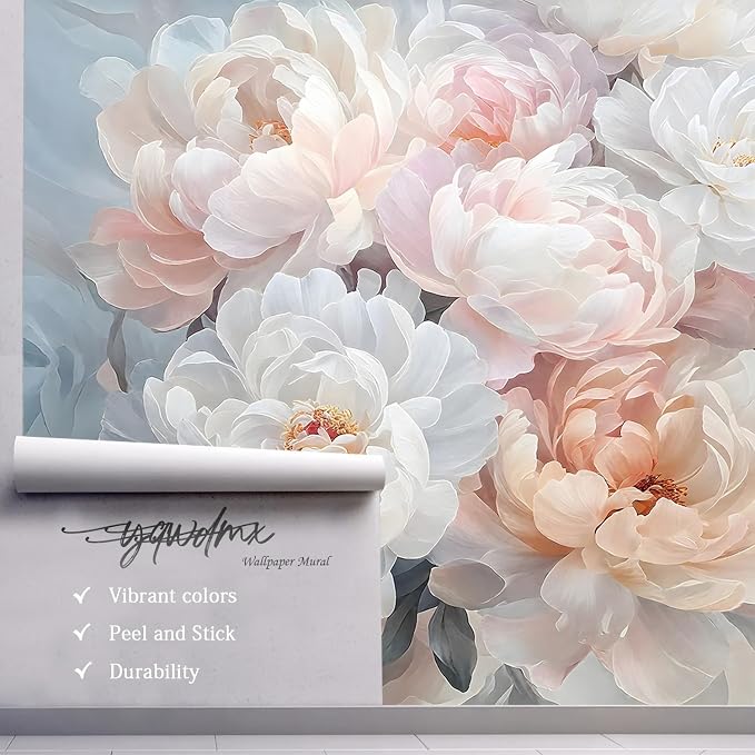 YQWDMX - Large Peony Flower Peel and Stick Wallpaper wall Paintings for Bedroom ZY09 M