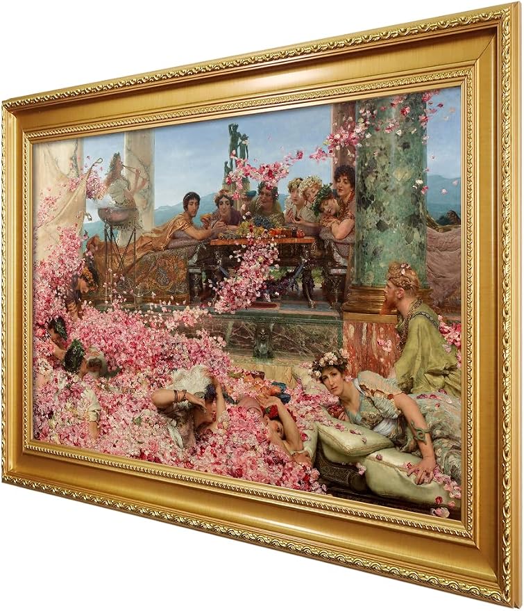DECORARTS - The Roses of Heliogabalus by Lawrence Alma-Tadema. Oil Painting Reproduction, Giclee Print on Canvas. Ready to Hang,Wall Art for Home and Office Decor. Total Size w/Frame: 21.25x15.25