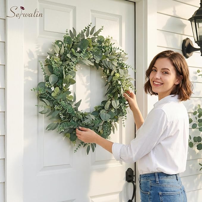 Serwalin 70pcs Artificial Mixed Eucalyptus Stems Leaves Bulk, 4Kinds Fake Greenery Silver Dollar Eucalyptus Leaves Picks,Faux Greenry Stems Sprays for DIY Bouquets Floral Arrangement Home Decor