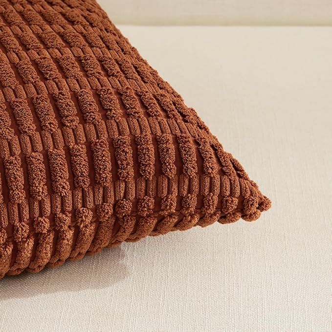 Fancy Homi 4 Packs Decorative Throw Pillow Covers for Living Room Couch Bed, Modern Farmhouse Boho Home Décor Accent Cushion Case, 20" x 20", Rust