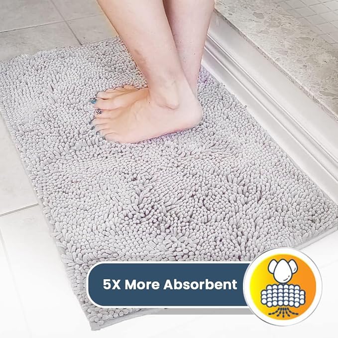 Muddy Mat® | Super Water Absorbent Door Mat Indoor, Microfiber Quick Dry Chenille Entryway Rug, Slip Resistant Front Door Mat, Indoor Mats for Entryway, Machine Washable Pet Rug, White 30" x 60"