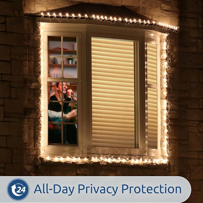 rabbitgoo Window Privacy Film Frosted Glass Film for Bathroom, Non Adhesive Static Cling Removable Window Sticker for Glass Door, Anti-UV Opaque Coverings, Blinds Pattern 0.79" Wide, 23.6" x 78.7"