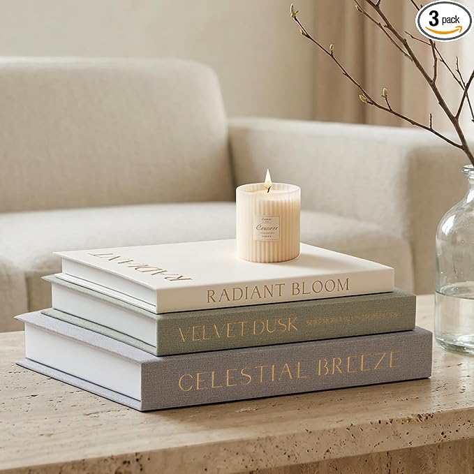 Decorative Books for Home Decor, Set of 3 Linen Faux Book Boxes with Hidden Storage for Coffee Table, Bookshelf, Mantel, Entryway Decor, Photo Storage and Keepsake Box