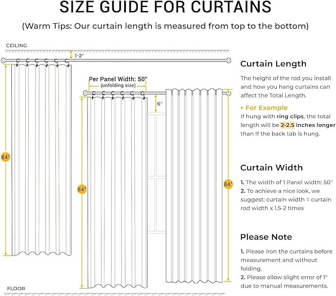 INOVADAY 100% Blackout Curtains for Bedroom, Cream Black Out Curtains 120 Inch Long, Clip Rings Linen Blackout Drapes, Thermal Insulated Room Darkening for Living Room, 2 Panels - W50xL120