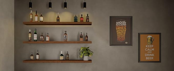 ROGMARS 48Inches Long Walnut Floating Shelves,Rustic Solid Wood Farmhouse Wall Shelves with Invisible Brackets for Bathroom, Living Room, Bedroom, Kitchen Set of 3