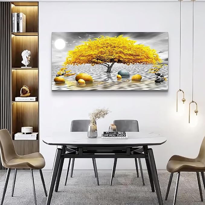 Wall decorations for living room Canvas Wall Art for bedroom Abstract wall decor Black and white Canvas Art Yellow tree paintings bathroom Home Decoration Hang Pictures Office large Wall Artworks