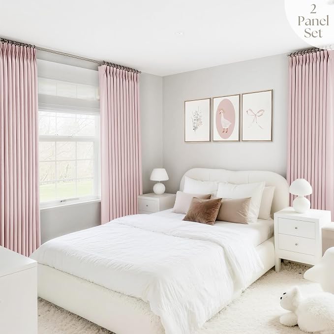 Pink Pinch Pleated Linen Curtains 102 Inch Length 2 Panels for Living Room Bedroom Textured PinkSemi Sheer Drapes Pinch Pleat Rings Window Curtain 40x102