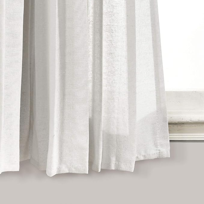 Lush Decor Linen Button Window Curtain Panel, Single, 40" W x 63" L, Navy & Off-white - Country Curtains - Rustic Decor - Color Block Modern Farmhouse Curtains For Living Room, Bedroom & Dining Room