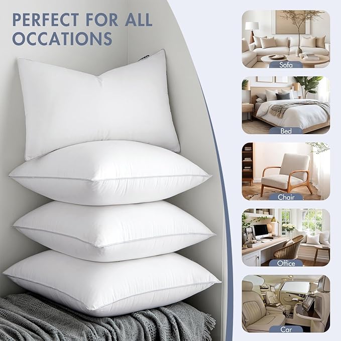 MIULEE 28x28 Euro Pillow Insert -Decorative Throw Pillow with 100% Cotton Cover Square for Sofa Couch
