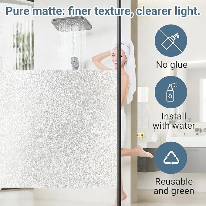 Lovepea Pure Frosted Glass Window Privacy Film 24 Hour Two Way Privacy, Removable, Static Cling, Ideal for Privacy scenarios Such as Home Office Doors and Windows (41.3 x 78.7 Inch)