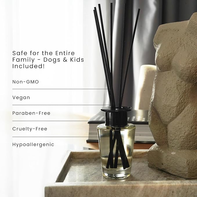The Magic Scent Oud Wood Reed Diffuser for Home - Luxury Scent Oil with Premium Fiber Reeds for Lasting Gentle Dispersal - Natural, Toxin-Free Reed Diffuser Oil