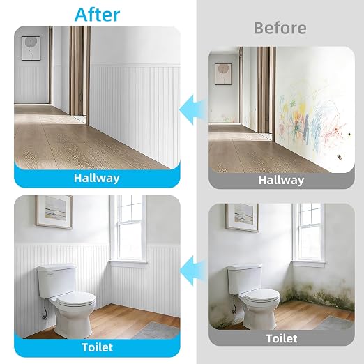 Art3d Wainscoting Wall Panel Kit, 37.8" Tall Beadboard Panels for Walls, Polystyrene Board and Batten Wall Panel Kit, Easy DIY Decorative Trim for Living Room, Kitchen, Bedroom – Covers 31 Sq.Ft