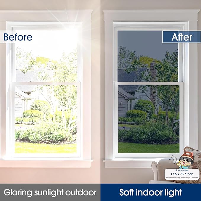Coavas One Way Privacy Window Film, Heat Control Window Tint for Home, Sun Blocking Reflective Window Film See Out Not in, Anti UV Static Cling for Windows Office Door (Black, 17.5 x 78.7 inches)