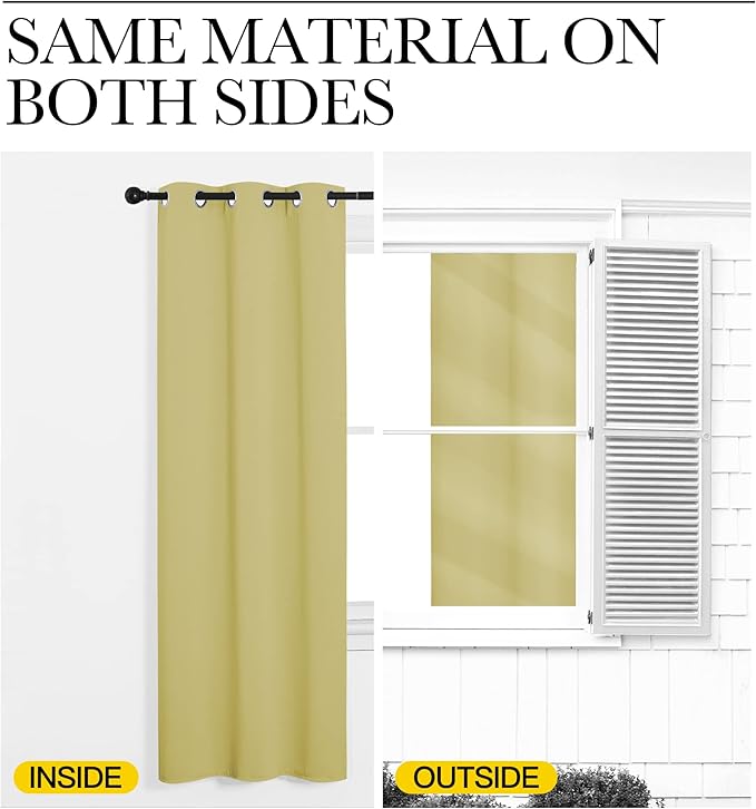 NICETOWN 84 inches Blackout Curtains for Office and Theater, Thermal Insulated Solid Grommet Drapes for Living Room (Paler Yellow, 1 Pair, 42 inches Wide)