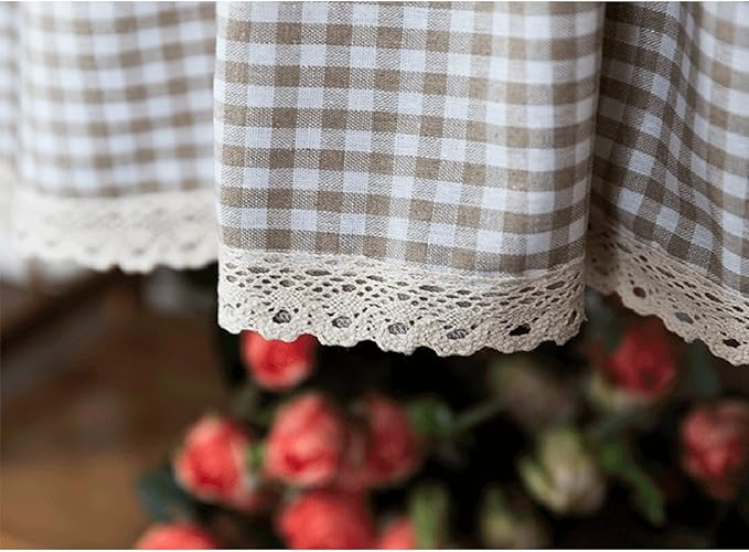 Tier Curtains Linen Textured Short Kitchen Tiers Long Sheer Cafe Curtains Bathmroom Curtain Panels Rod Pocket Small Half Window Treatment 1 Panels (Size : W 150cm*H 60cm)